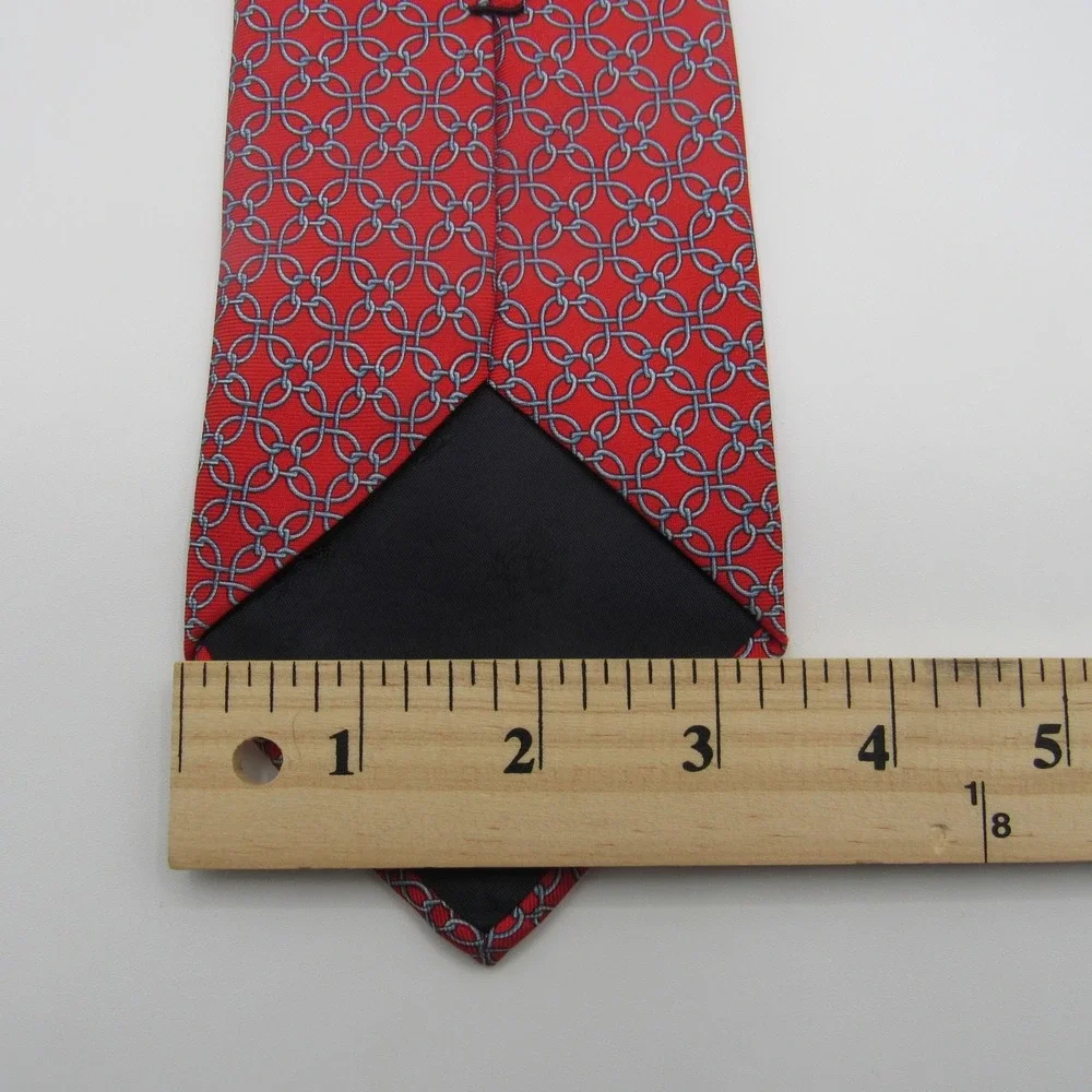 Brooks Brothers Silk Tie Mens OS Red Interlocking Chain Link Pattern
